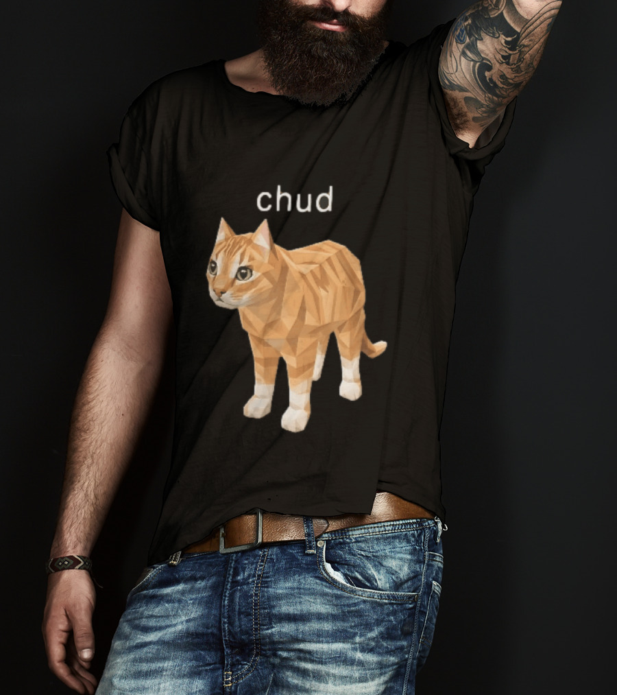 Chud Low Poly Geometric Orange Tabby Cat T-Shirt