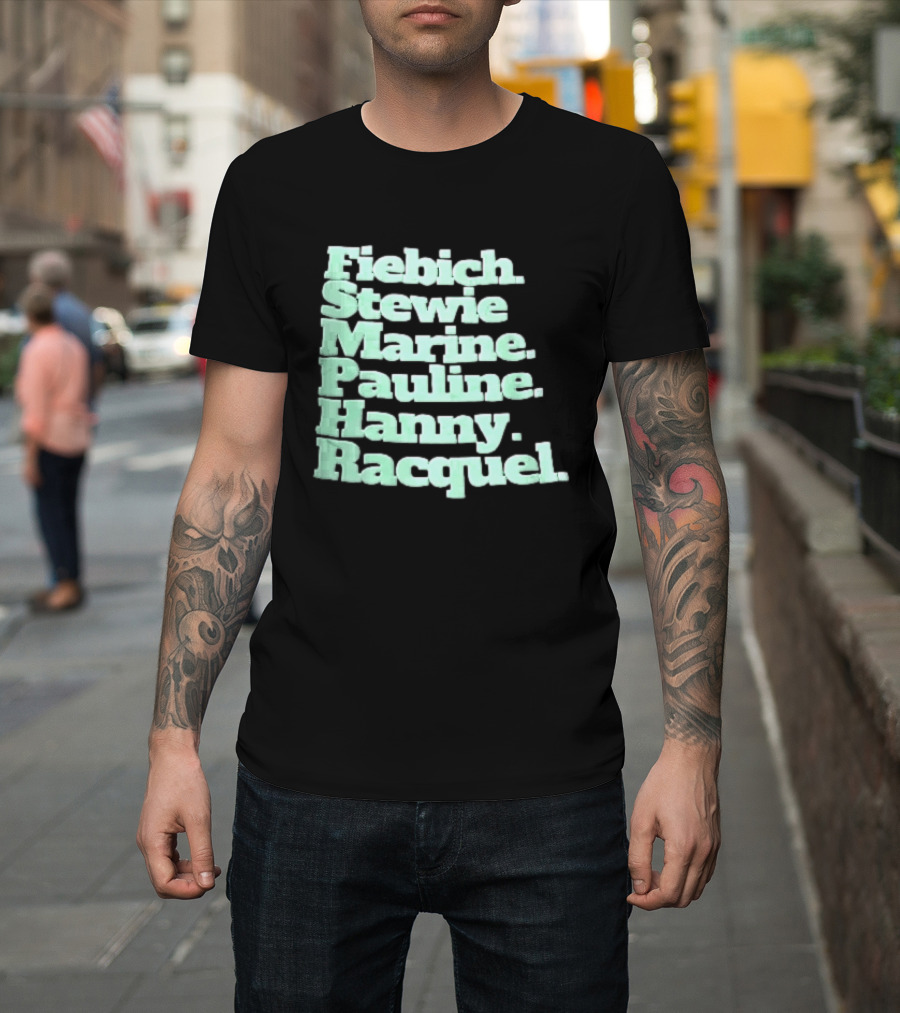Fiebich Stewie Marine Pauline Hanny Racquel Mint Green Stacked Name List T-Shirt
