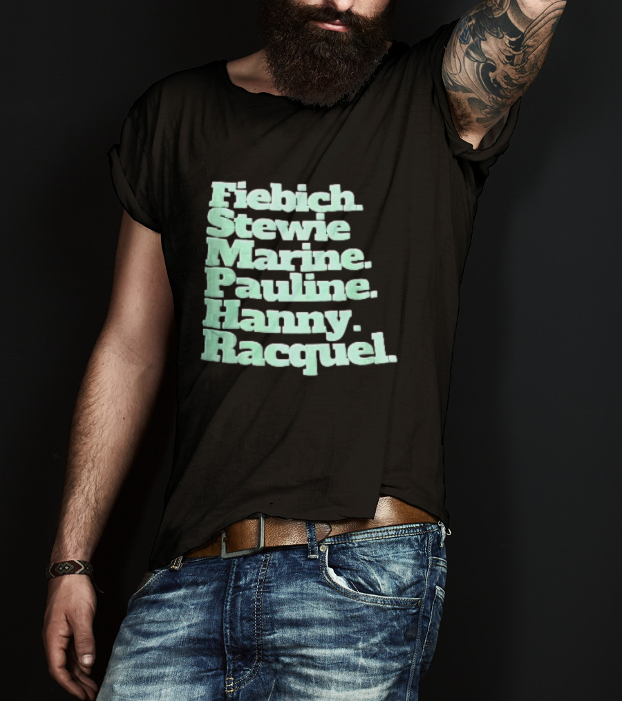 Fiebich Stewie Marine Pauline Hanny Racquel Mint Green Stacked Name List T-Shirt