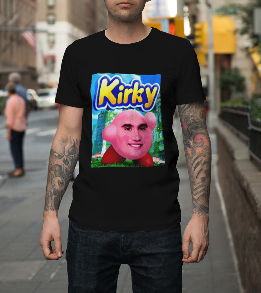 Kirky Kirby Nintendo Inspired Face Mashup Retro Gaming Nostalgia T-Shirt