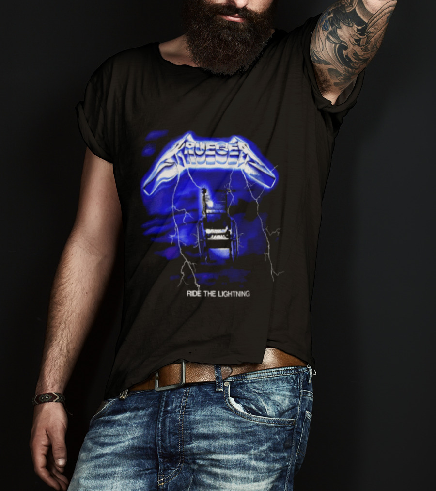 Krueger Ride The Lightning Wheelchair Electric Blue Thunderbolt T-Shirt