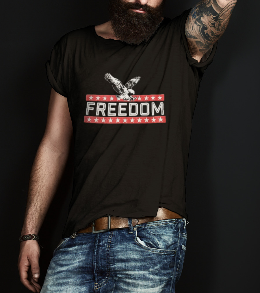 Freedom Swooping Eagle With Stars And Stripes Banners T-Shirt
