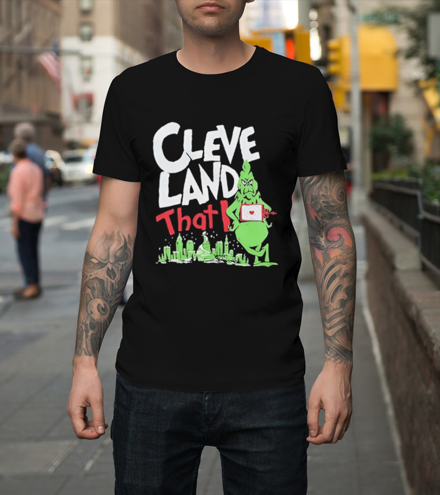 Cleveland That I Grinch Holiday Skyline Sweater T-Shirt