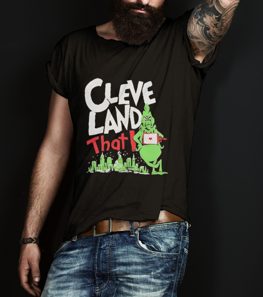 Cleveland That I Grinch Holiday Skyline Sweater T-Shirt