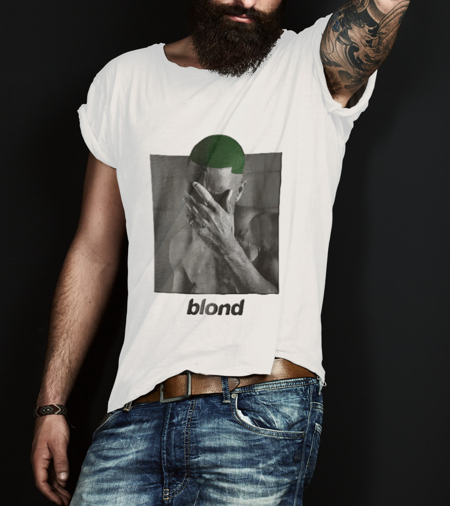 Blond Frank Ocean Green Hair Covering Face Halftone T-Shirt