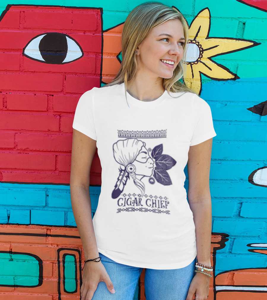 Cigar Chief Native American Smoking Profile T-Shirt