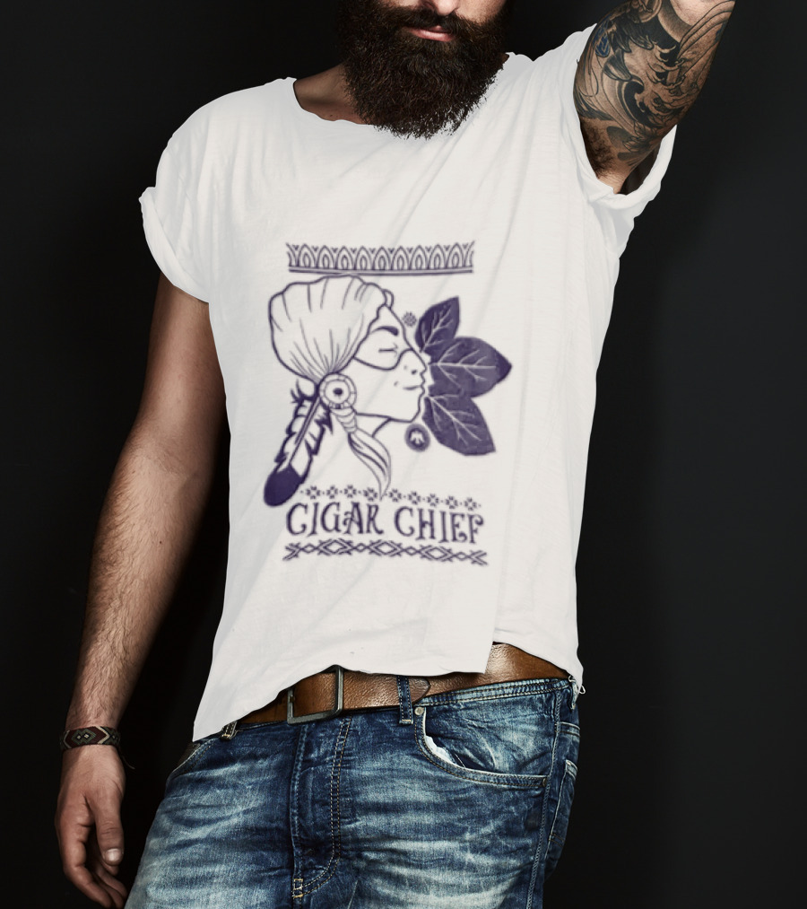 Cigar Chief Native American Smoking Profile T-Shirt