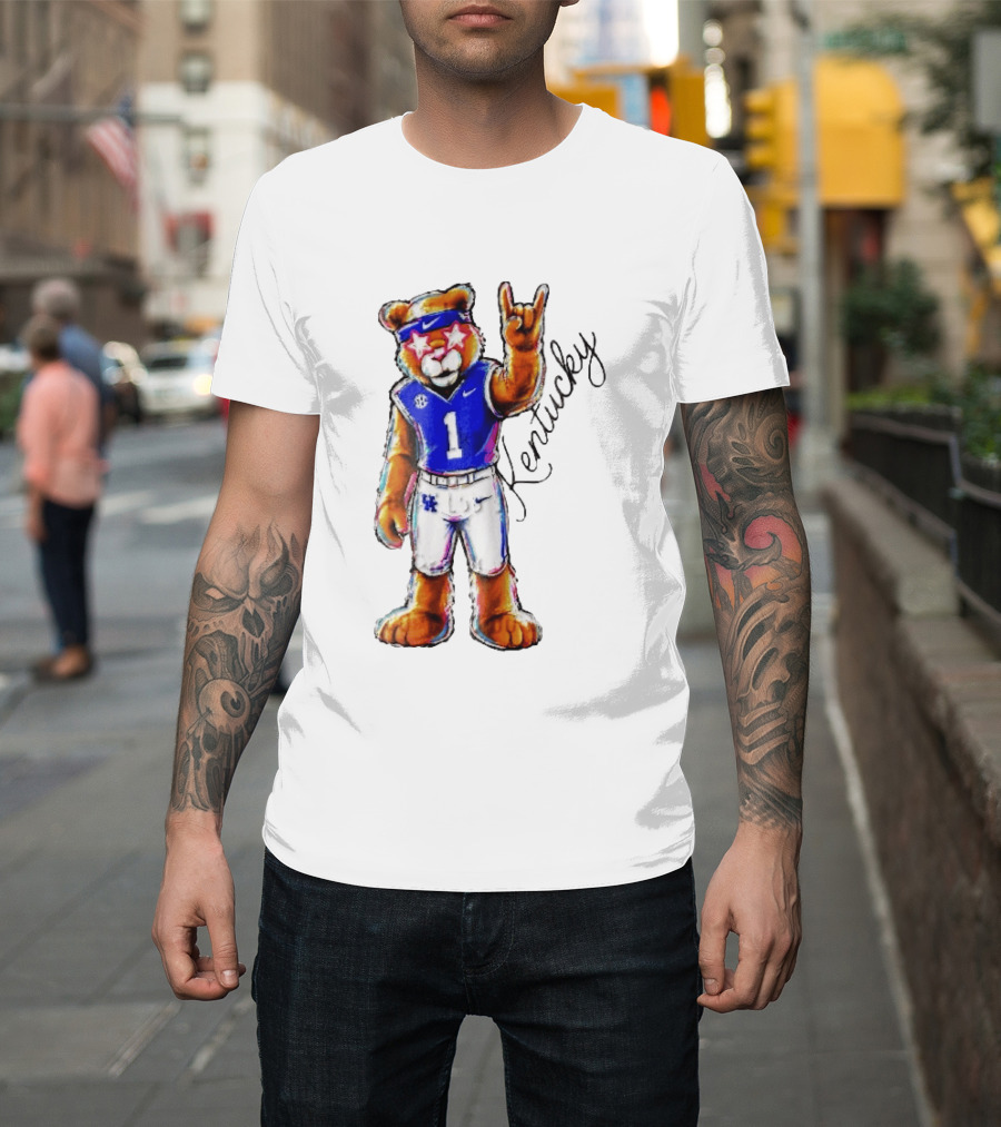Kentucky Wildcats Mascot NCAA Pink Star Glasses Rock Sign T-Shirt