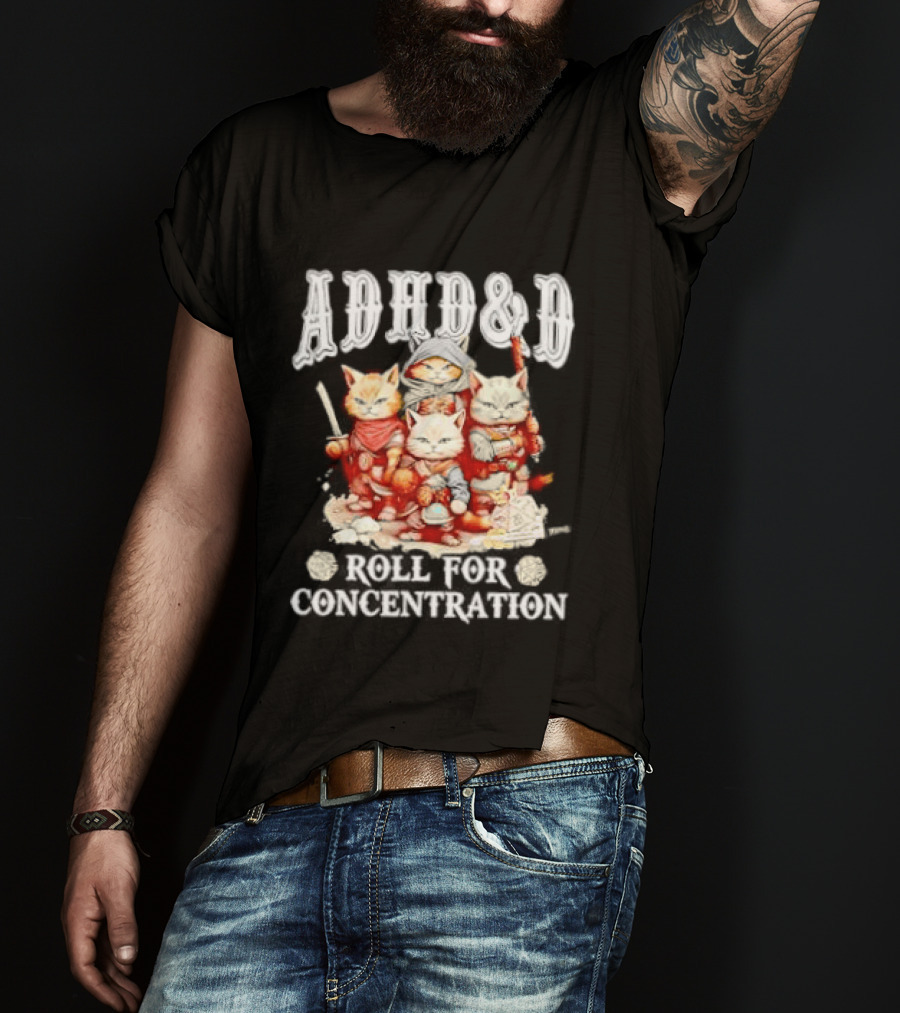 ADHD&D Roll For Concentration Cat Trio Adventure T-Shirt