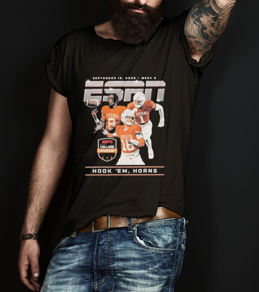 September 12 2026 ESPN College Gameday Texas Longhorns Hook 'Em Horns T-Shirt