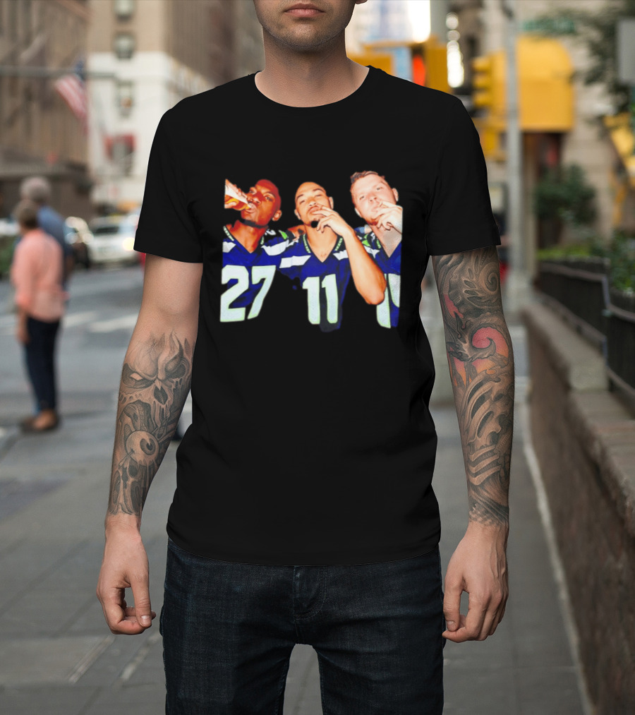 Avery Smith Jaxon Smith Njigba Sam Darnold Seattle Seahawks Smoking Image T-Shirt