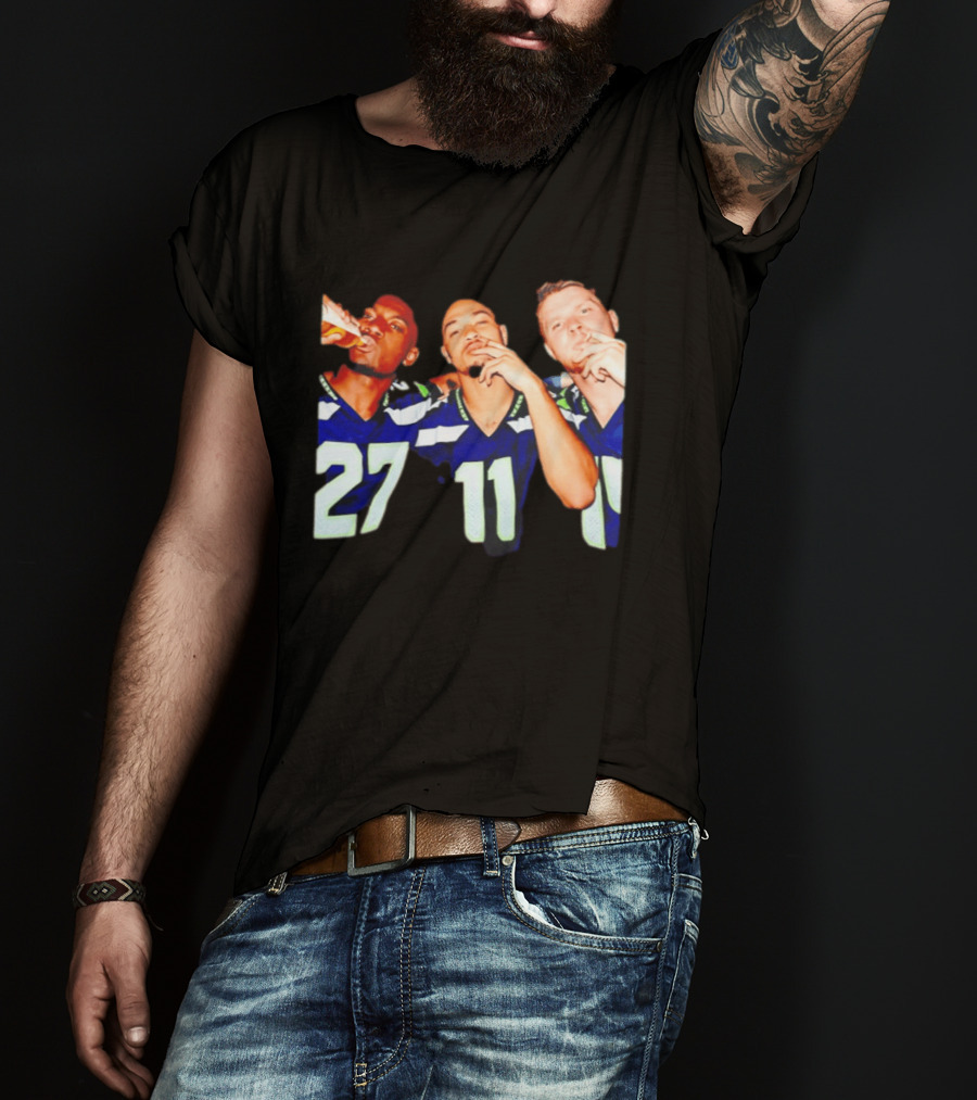 Avery Smith Jaxon Smith Njigba Sam Darnold Seattle Seahawks Smoking Image T-Shirt