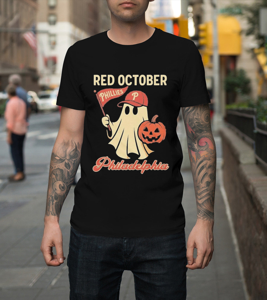 Red October Phillies Ghost Pumpkin Philadelphia T-Shirt