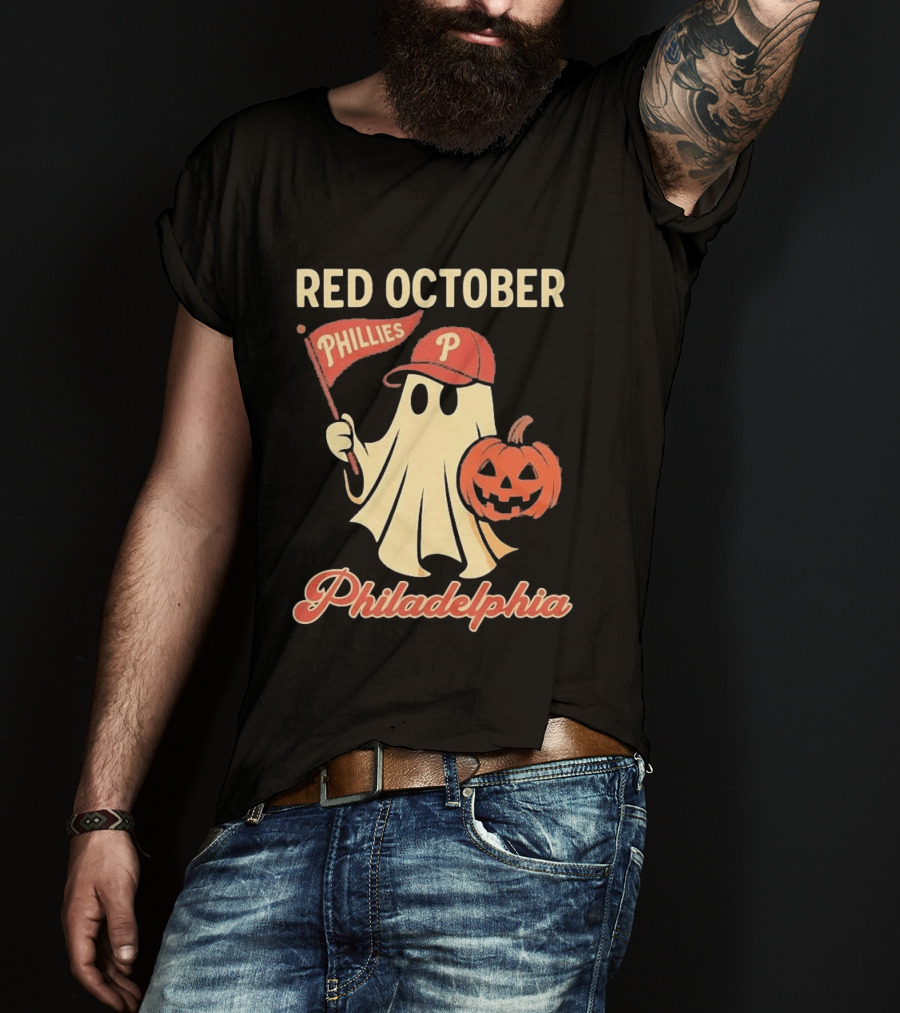 Red October Phillies Ghost Pumpkin Philadelphia T-Shirt
