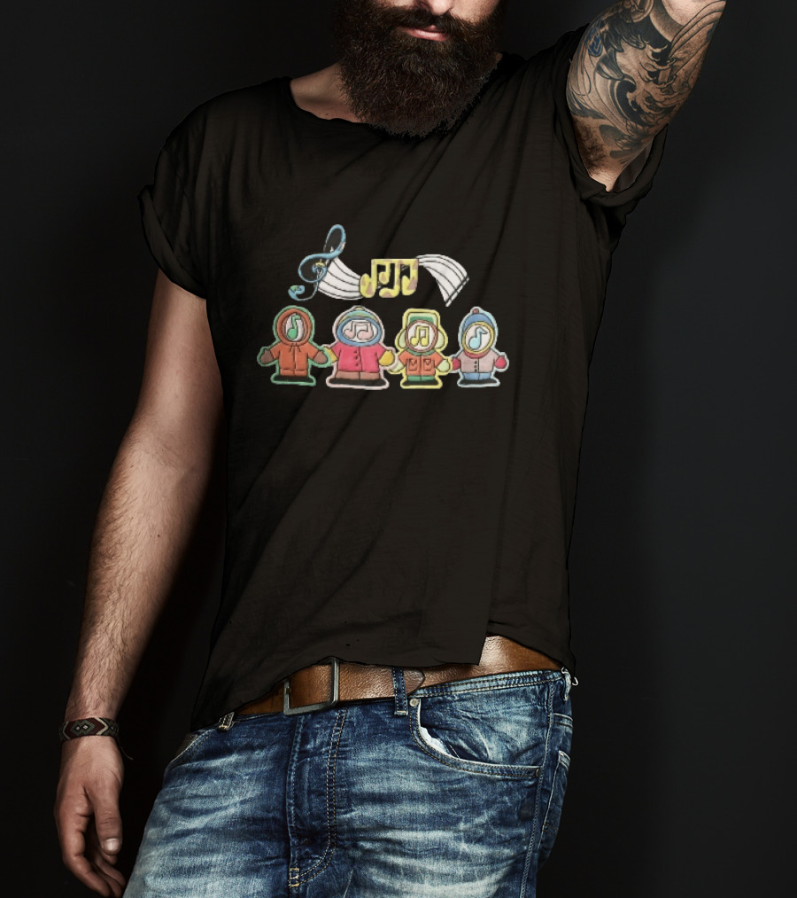 Cartoon Boys Treble Clef Musical Notes T-Shirt