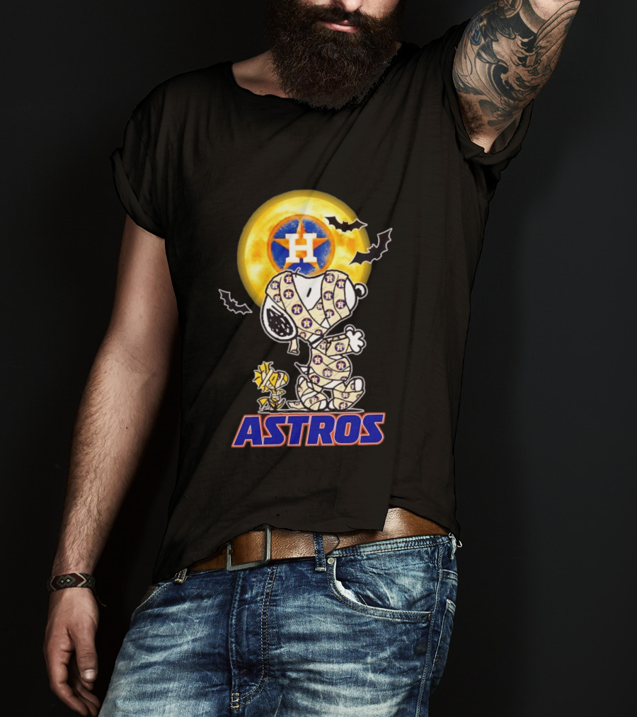 Houston Astros Snoopy Woodstock Halloween Mummy Cosplay T-Shirt