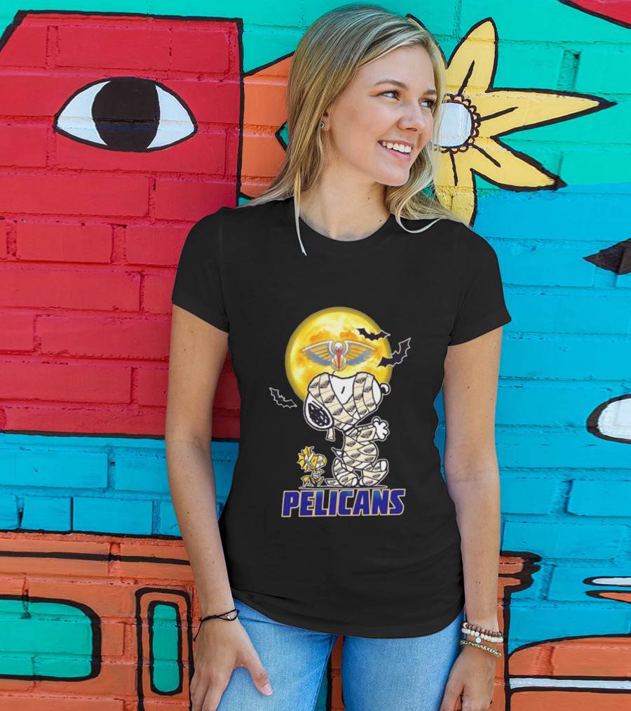 New Orleans Pelicans Snoopy Woodstock Mummy Halloween Cosplay T-Shirt