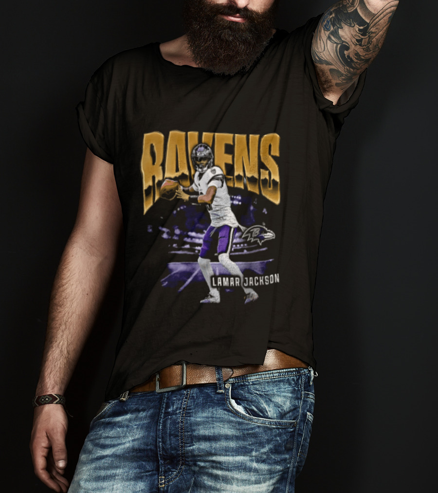Ravens Lamar Jackson Football Iconic Quarterback T-Shirt