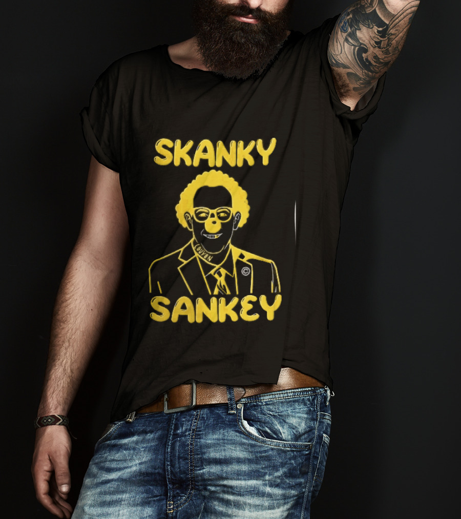 Skanky Sankey Couyon Clown Glasses Yellow Suit Caricature T-Shirt