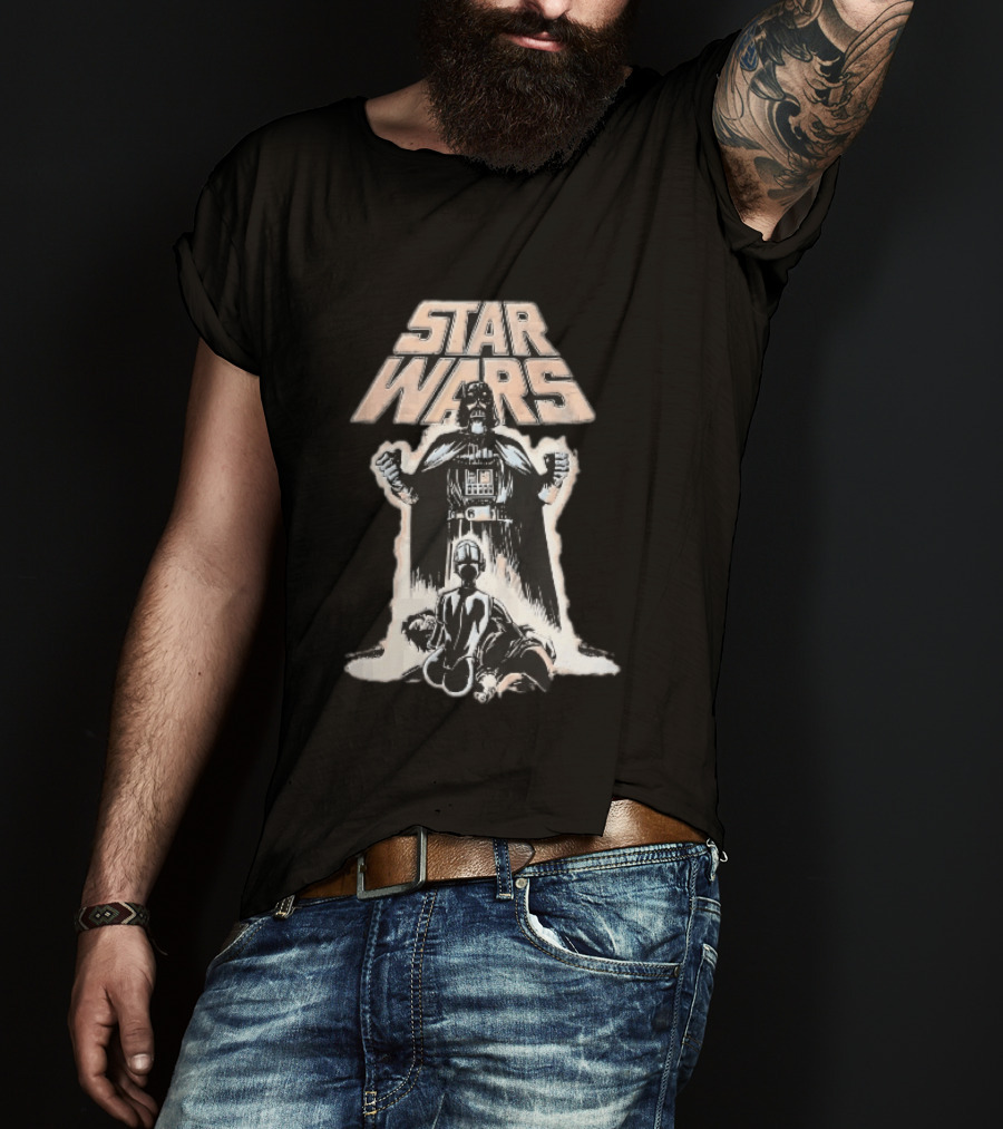 Star Wars Distressed Comic Darth Vader Over Defeated Droid T-Shirt