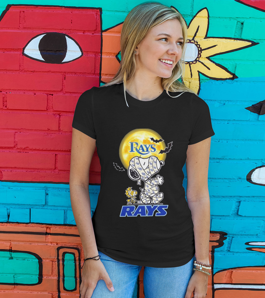 Tampa Bay Rays Snoopy Woodstock Halloween Mummy Moon Bats T-Shirt