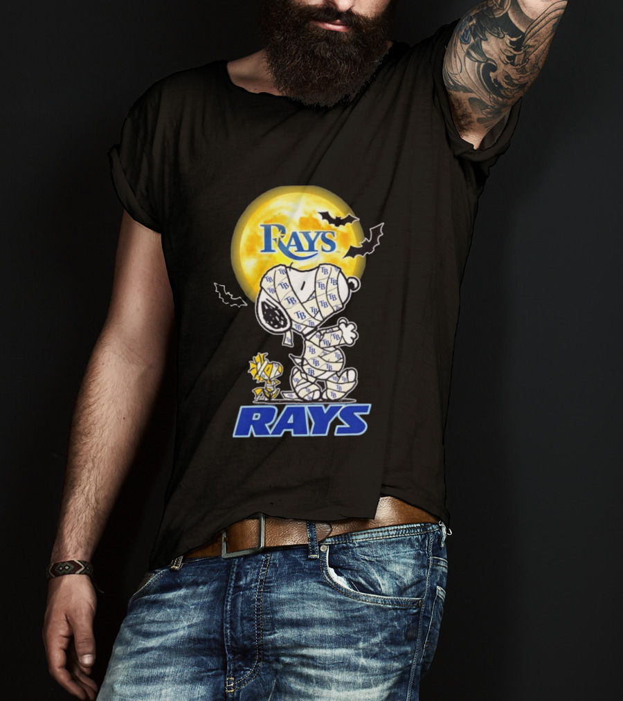 Tampa Bay Rays Snoopy Woodstock Halloween Mummy Moon Bats T-Shirt