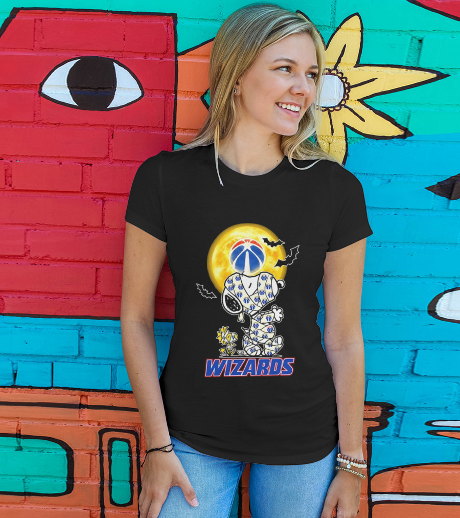 Washington Wizards Snoopy Woodstock Halloween Mummy Full Moon T-Shirt