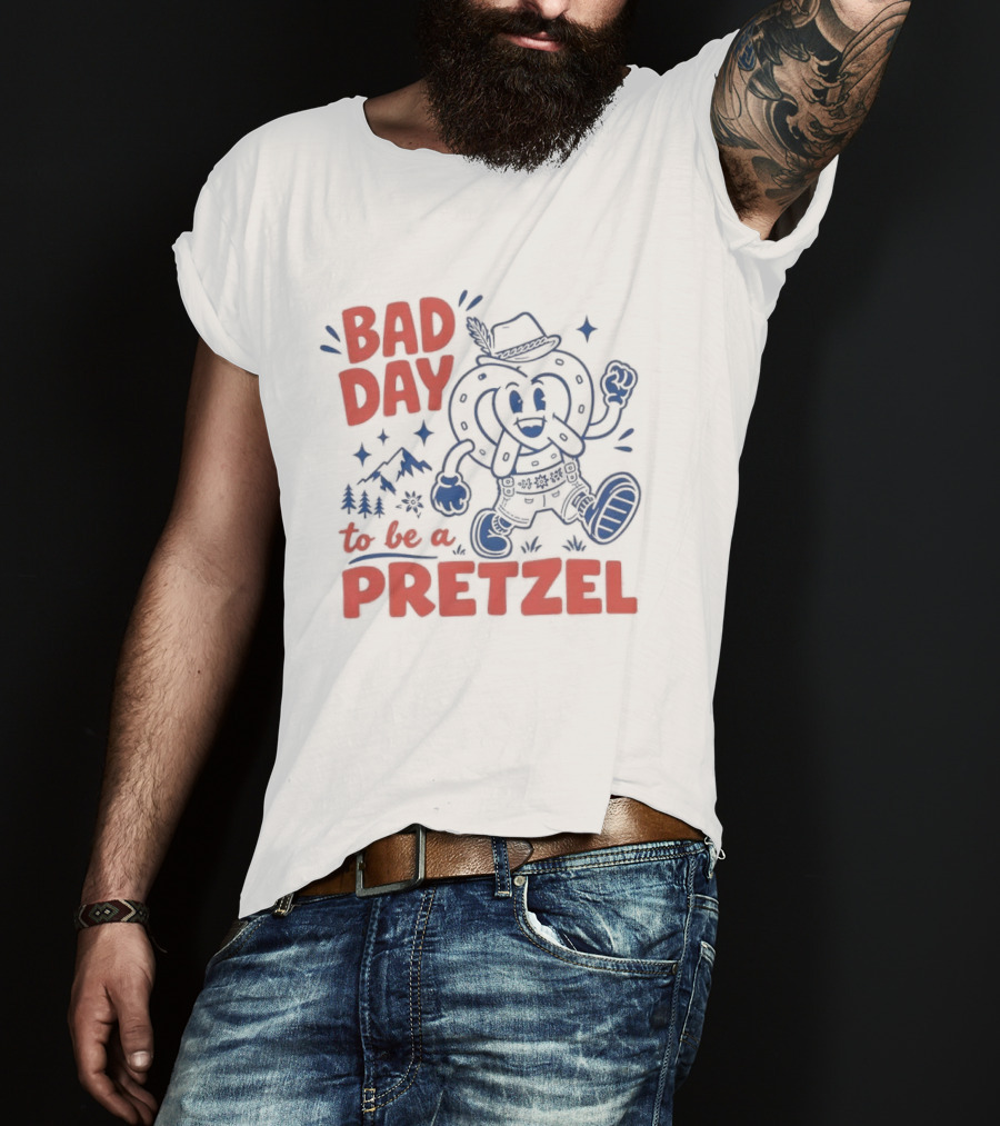 Bad Day To Be A Pretzel Cartoon Character Adventure T-Shirt