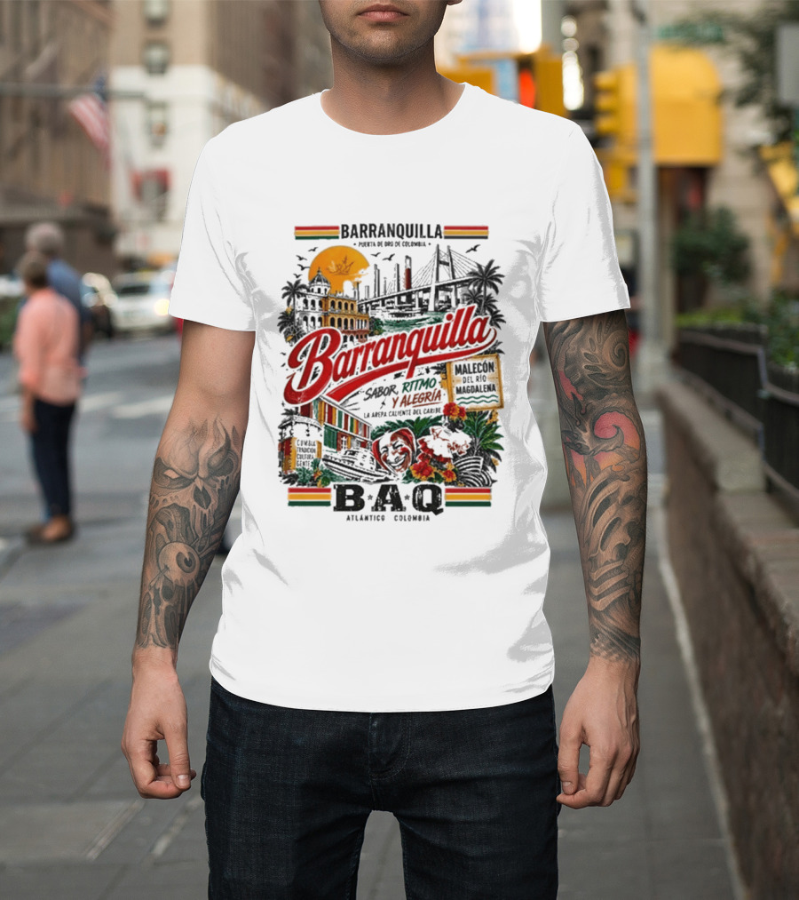 Barranquilla Colombia BAQ Sabor Ritmo Alegria Malecon Atlantico Explora T-Shirt