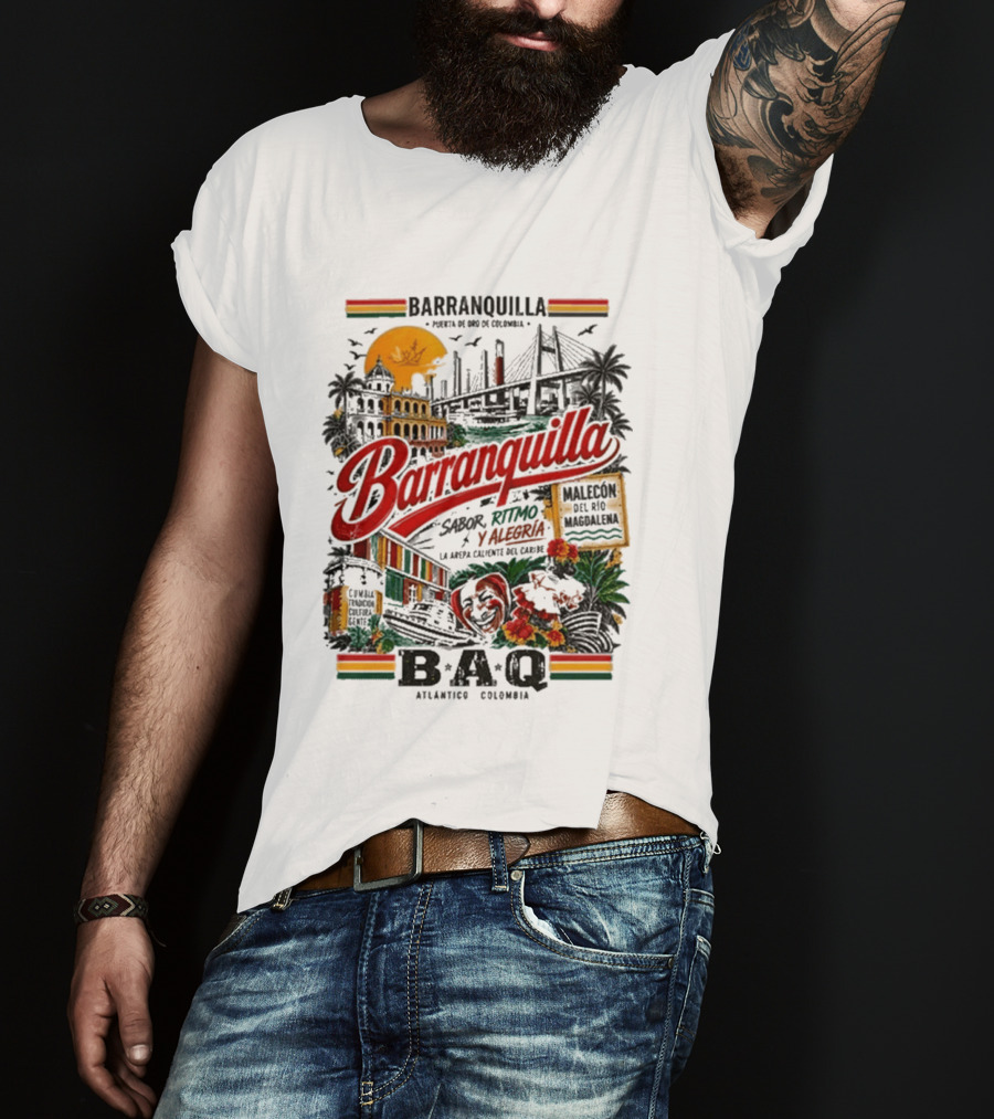 Barranquilla Colombia BAQ Sabor Ritmo Alegria Malecon Atlantico Explora T-Shirt