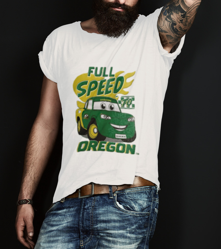 Full Speed Oregon Ducks Car Toon Sporting Team Spirit T-Shirt