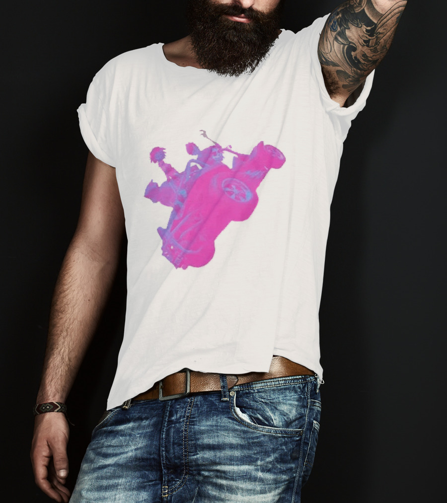 Hot Topic Gorillaz Neon Buggy Pink Blue Vehicle T-Shirt