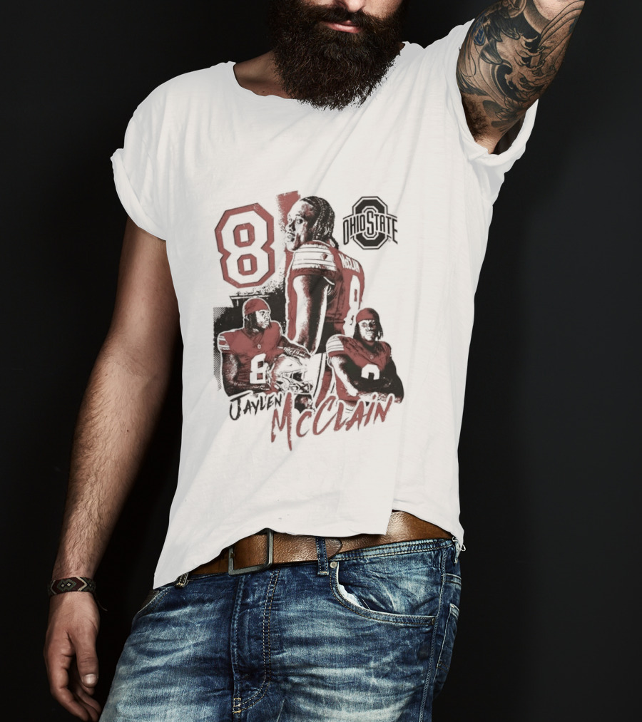 Ohio State Buckeyes Jaylen McClain No 8 Football Player T-Shirt