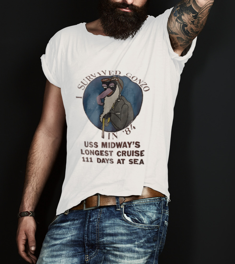 USS Midway I Survived Gonzo 1984 Longest Cruise 111 Days At Sea T-Shirt