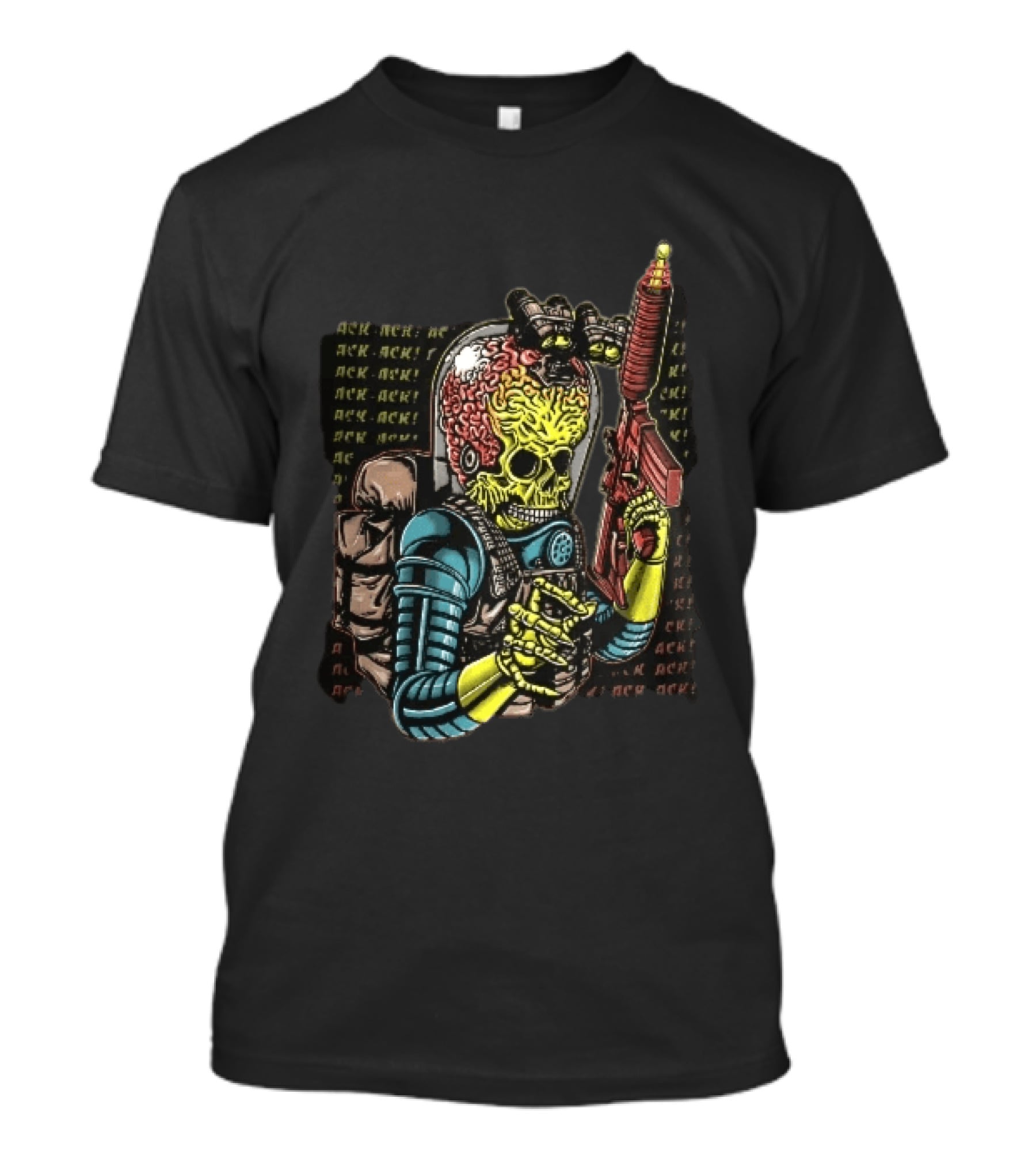 Ack Martian Alien Exposed Brain Tactical Ray Gun Ack Goggles T-Shirt