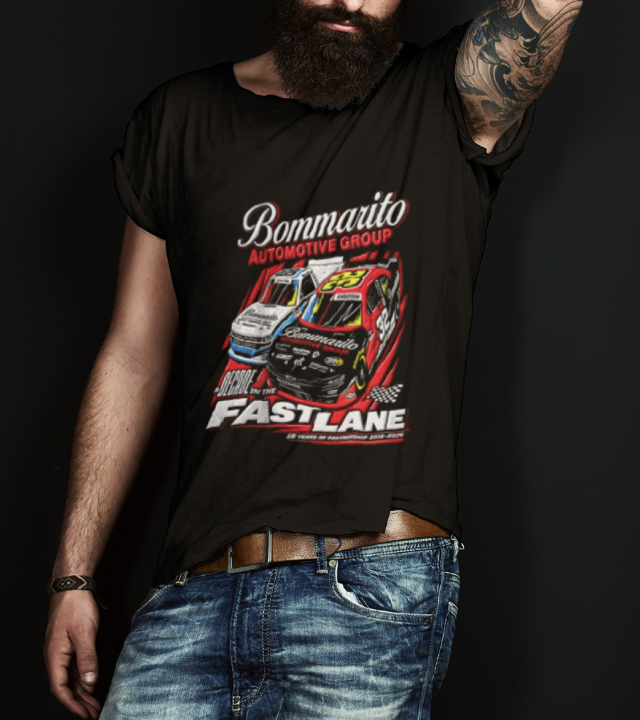 Bommarito Automotive Group Decade Fast Lane Anderson 10 Years Partnership 2016 2026 Race Cars T-Shirt