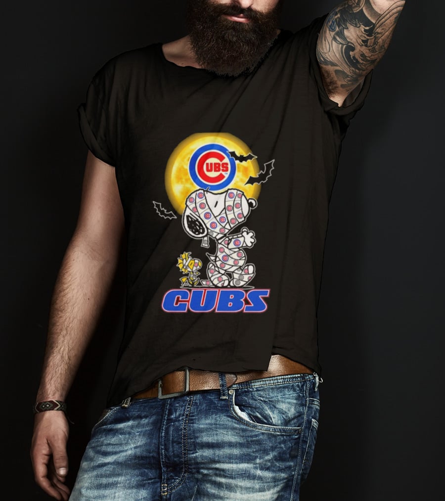 Chicago Cubs Snoopy Woodstock Halloween Mummy Cosplay T-Shirt