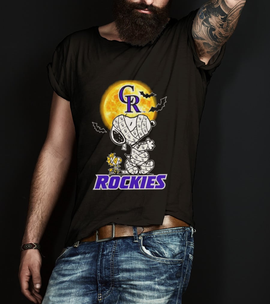 Colorado Rockies Snoopy Woodstock Mummy Halloween Cosplay Moon T-Shirt