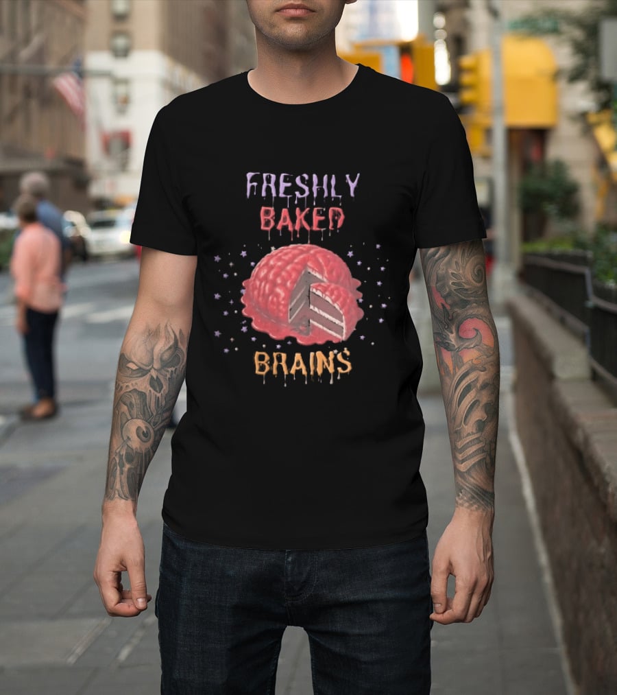 Freshly Baked Brains Red Layered Cake Slice With Stars T-Shirt
