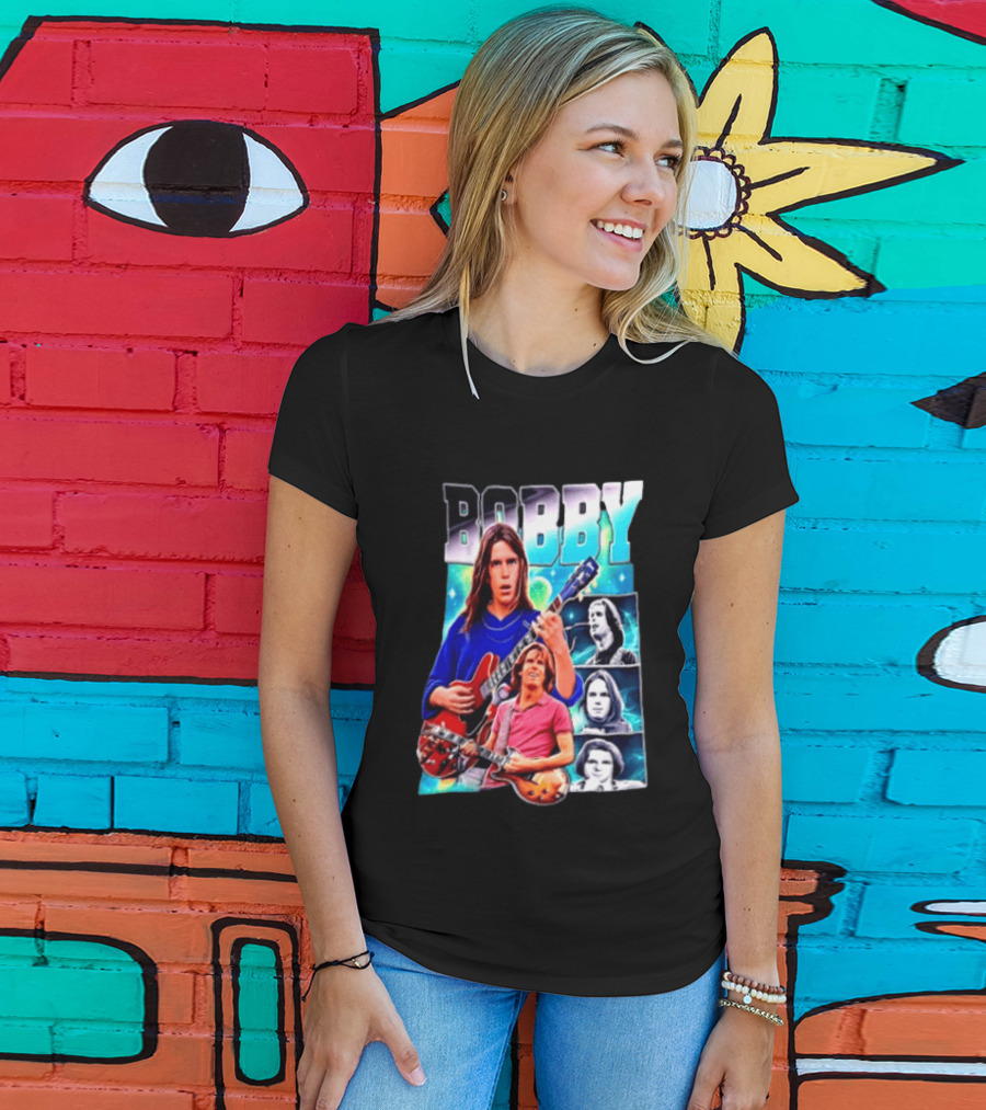 Bobby Guitarist Red Electric Guitar Collage Retro Photos T-Shirt
