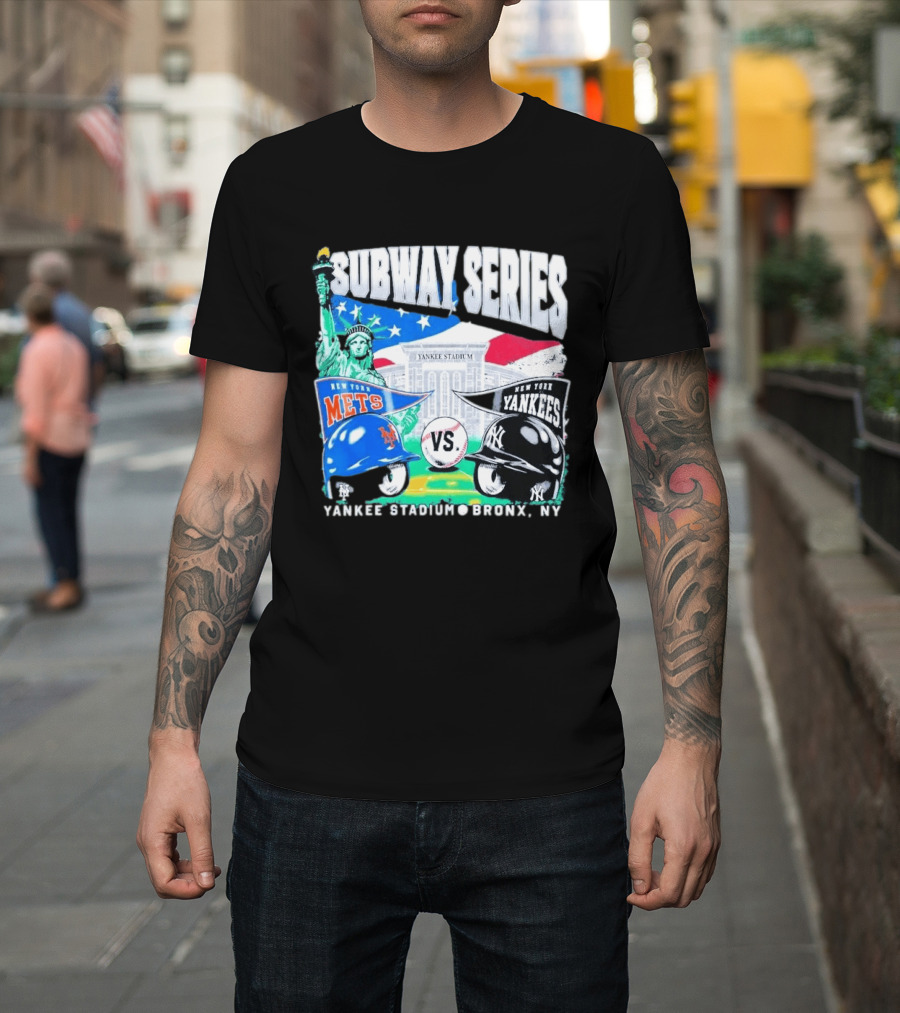 Subway Series Yankee Stadium Bronx NY Mets Yankees Statue Of Liberty T-Shirt