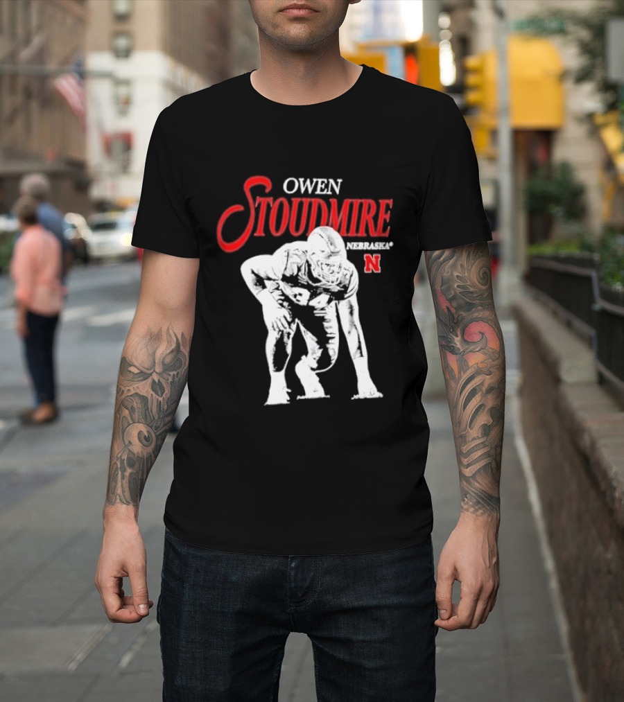 Owen Stoudmire Nebraska Cornhuskers NCAA Football Pose T-Shirt