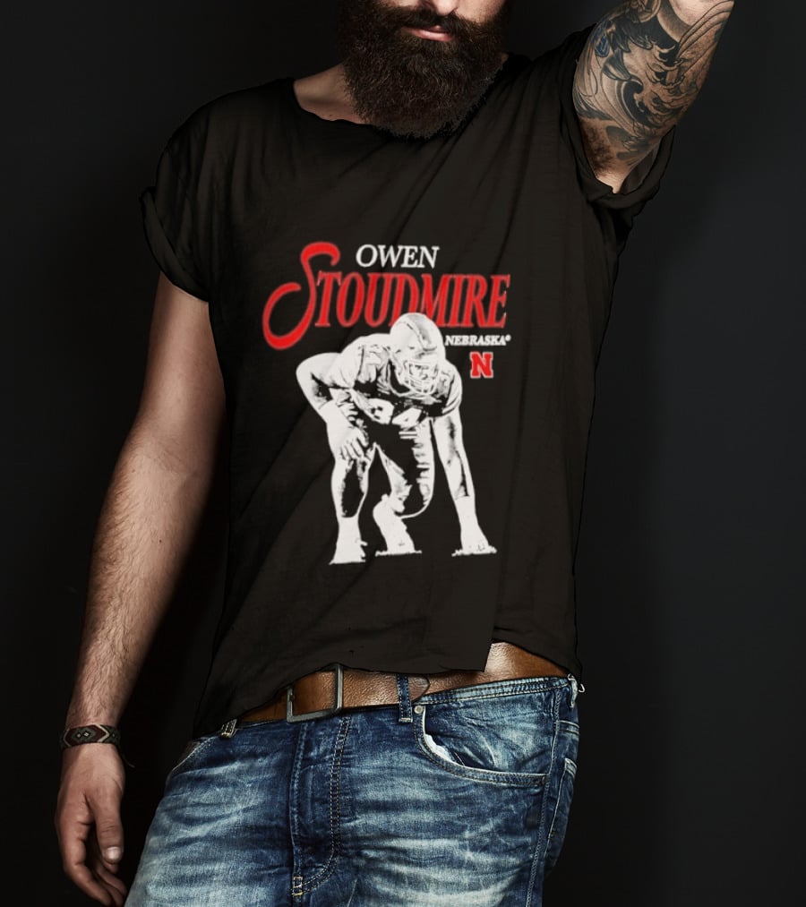 Owen Stoudmire Nebraska Cornhuskers NCAA Football Pose T-Shirt