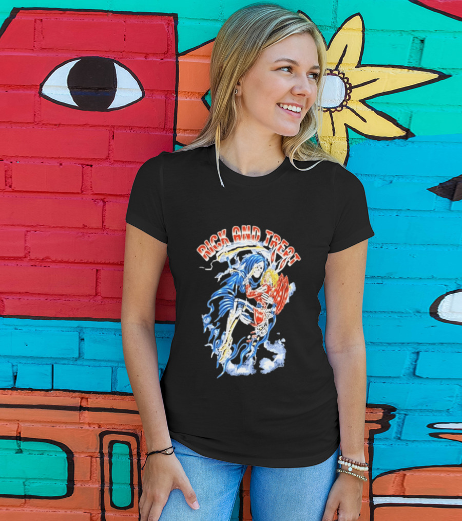 Original Trick And Treat Grim Reaper Bunny Girl Embrace T-Shirt