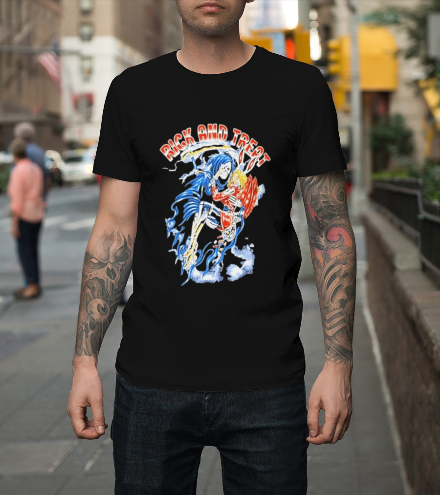 Original Trick And Treat Grim Reaper Bunny Girl Embrace T-Shirt