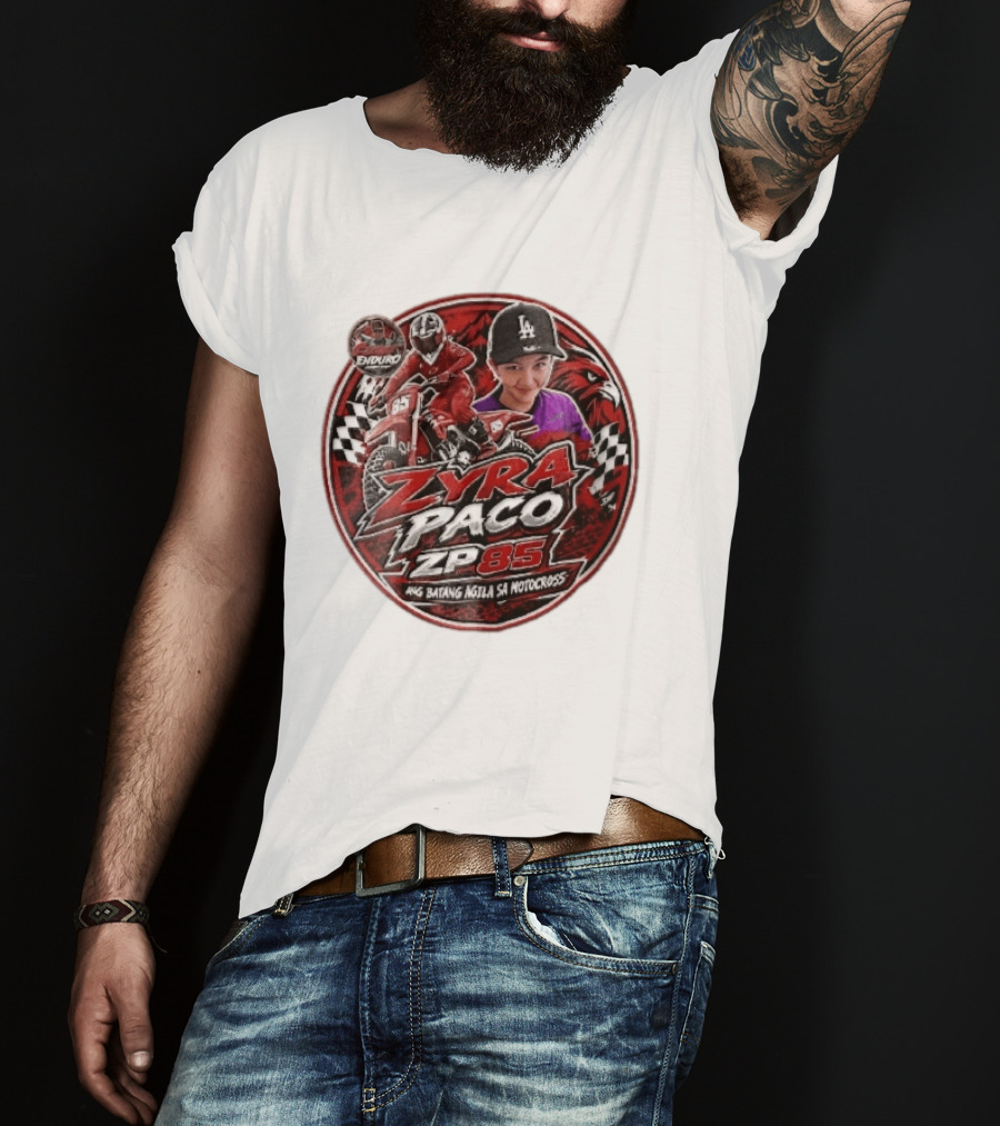 Zyra Paco ZP85 Enduro Ang Batang Agila SA Motocross Dirt Bike Rider Eagle Checkered Flags T-Shirt