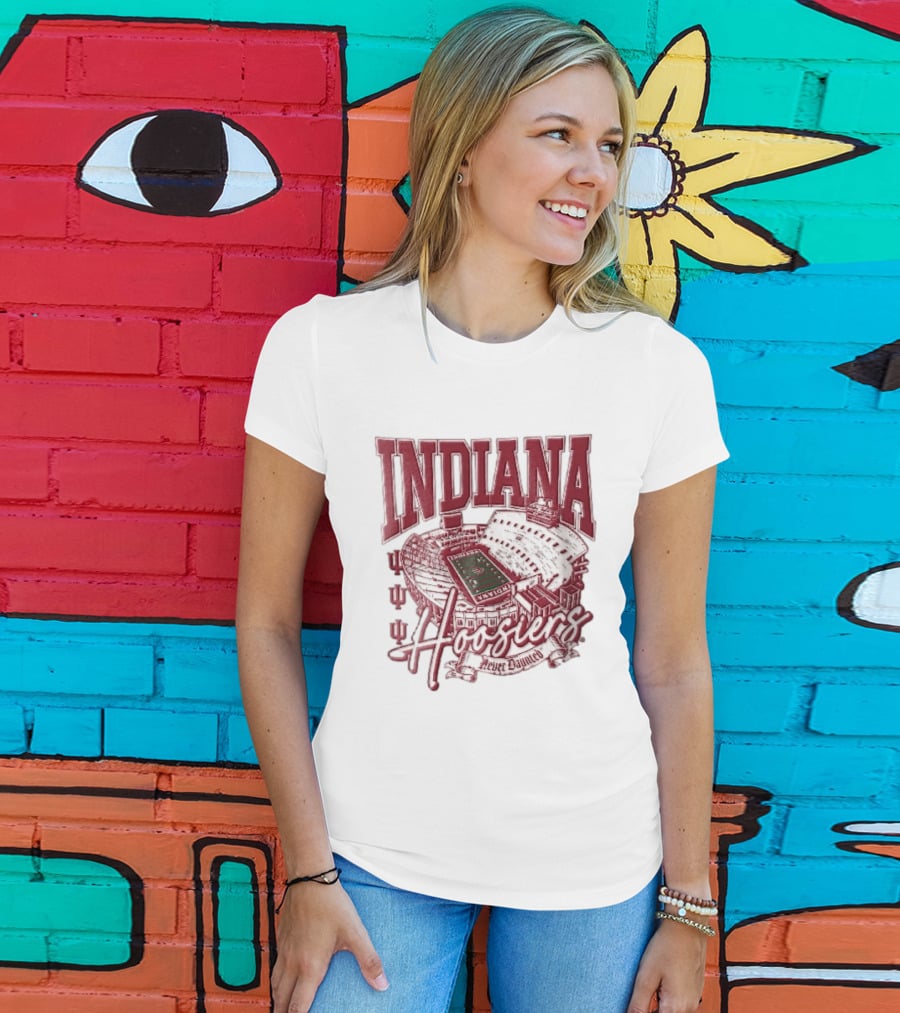 Indiana Hoosiers Never Daunted Memorial Stadium Aerial View Football Field Banner T-Shirt