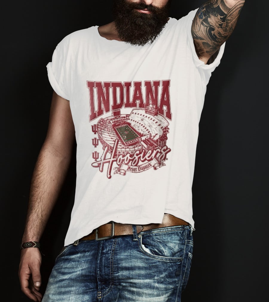 Indiana Hoosiers Never Daunted Memorial Stadium Aerial View Football Field Banner T-Shirt