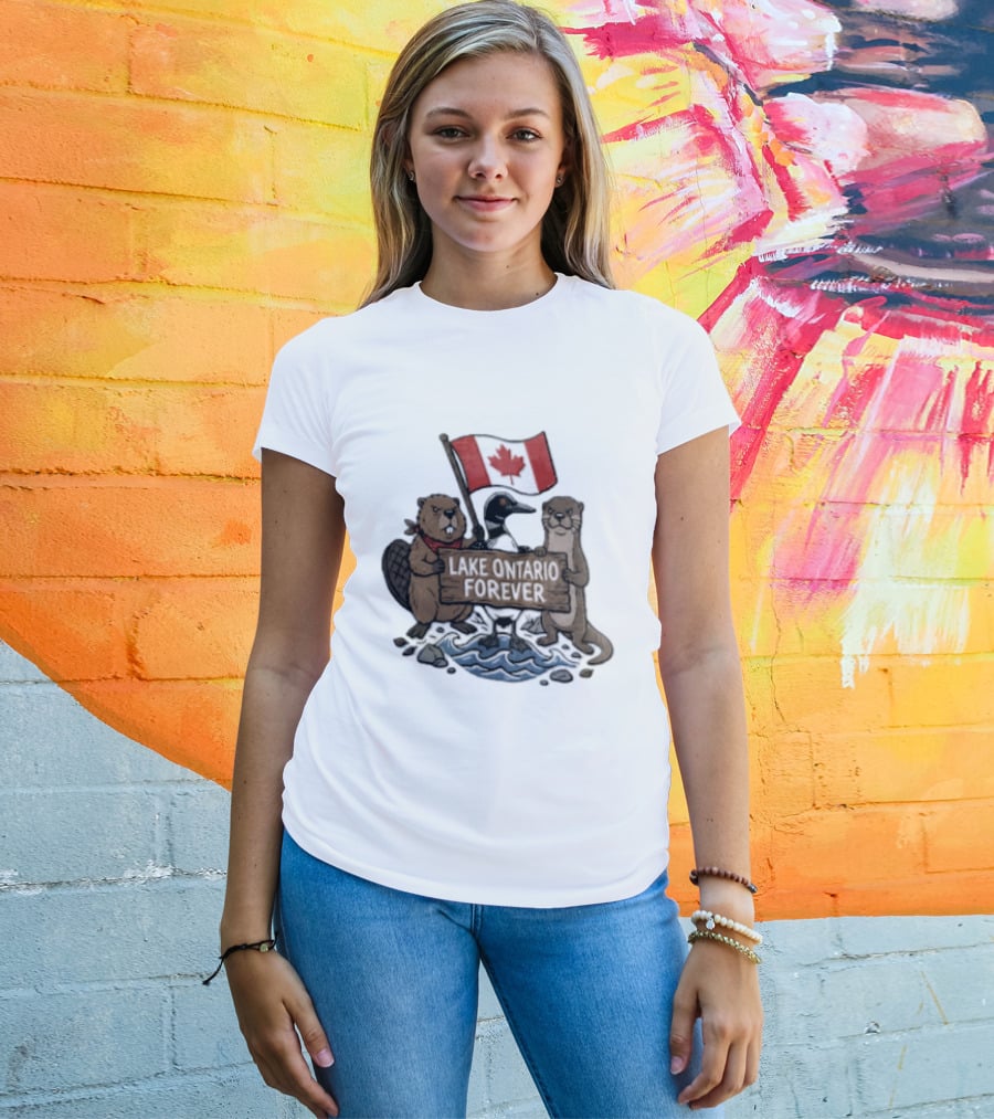 Lake Ontario Forever Canadian Flag Beaver Goose Otter T-Shirt