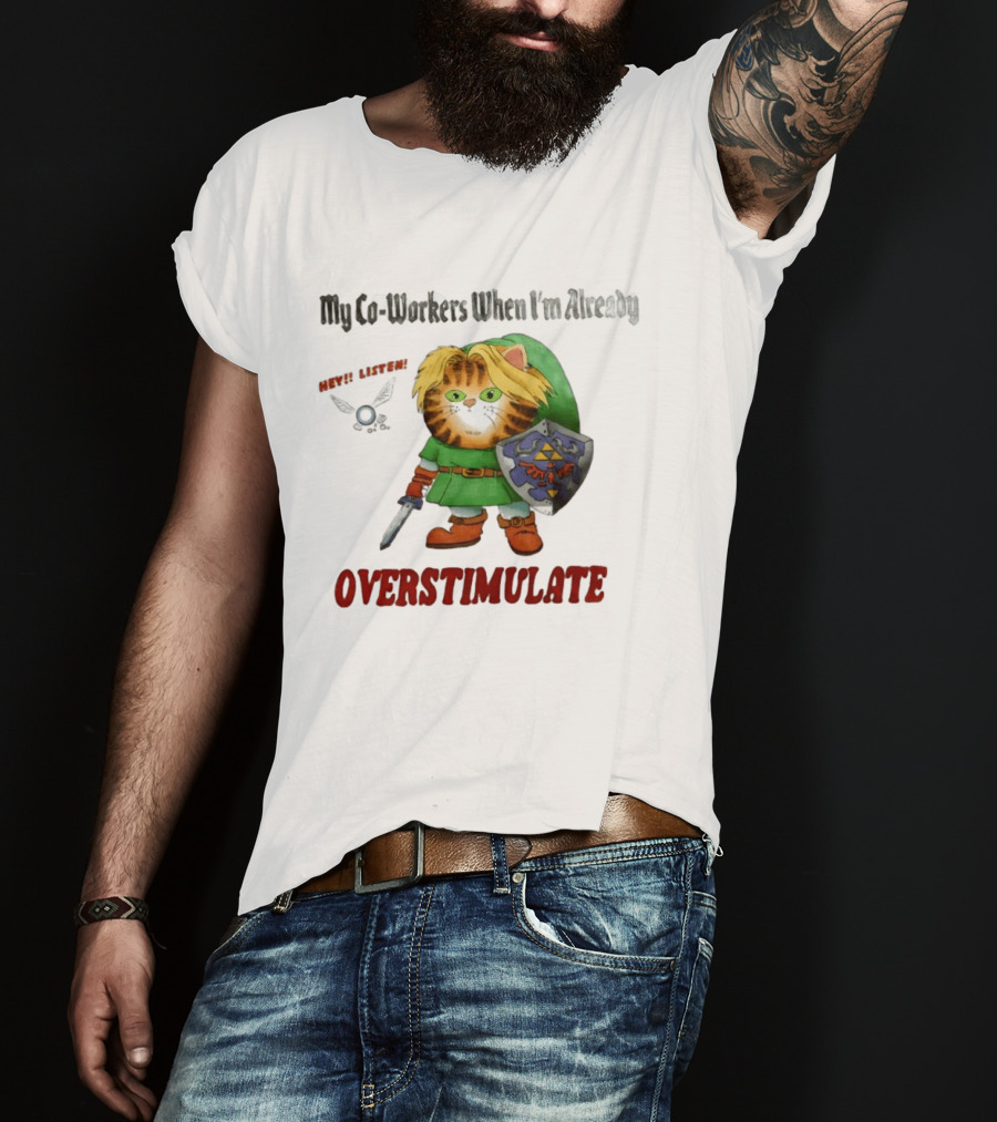 My Co Workers When I'm Already Overstimulated Link Cat Hey Listen T-Shirt